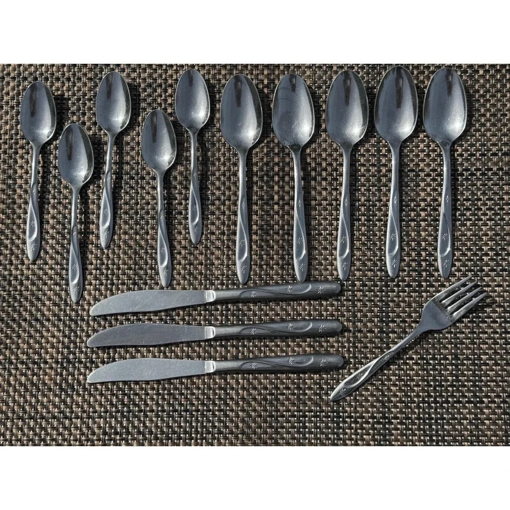Americana Star Atomic Star Stainless Flatware Mid Century 14 Pc Spoons 1950s